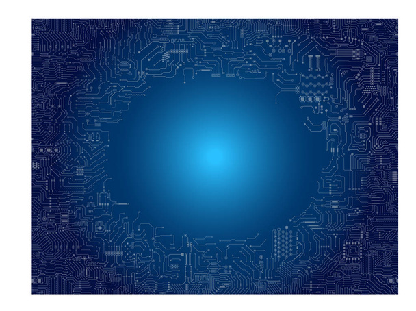 青色の背景のベクトル図の回路ボード フレーム  - ベクター画像