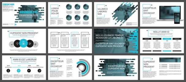 Modelli di diapositive di presentazione aziendale blu e nera da elementi infografici
. - Vettoriali, immagini