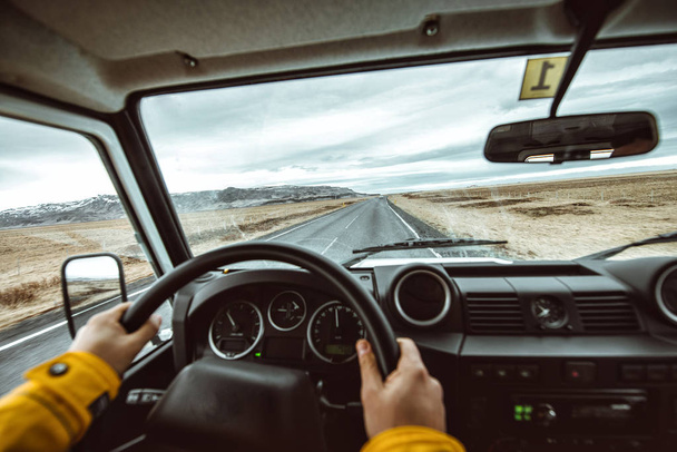 Driving on the icelandic roads, tour in Iceland - Photo, image
