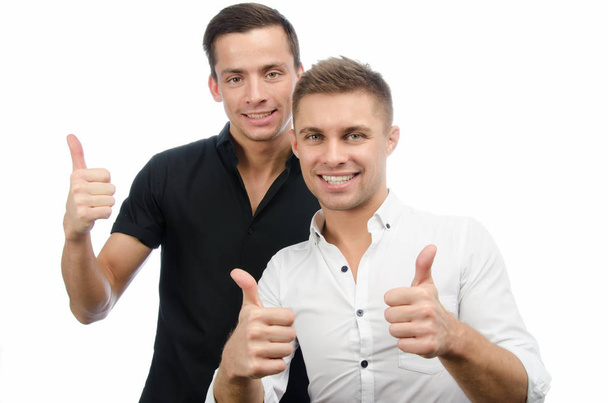 Two happy young men. Business and training. - Photo, Image