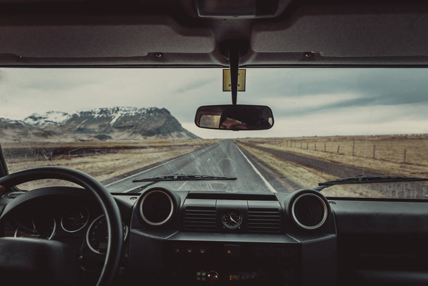 Driving on the icelandic roads, tour in Iceland - Фото, изображение