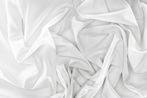 close up view of white soft silk fabric as backdrop - Photo, Image