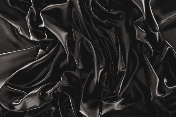 full frame of black elegant silk cloth as background - Photo, Image