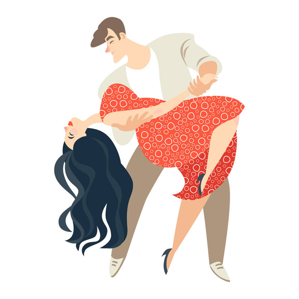サルサを踊るかわいいカップル。キューバ ・ ダンス. - ベクター画像