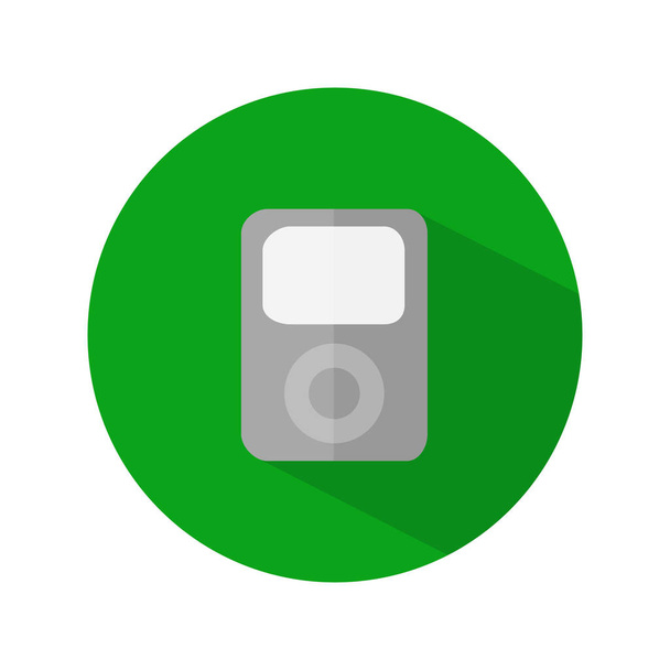 Design simples de mp3 player em um círculo verde em um fundo branco
 - Vetor, Imagem