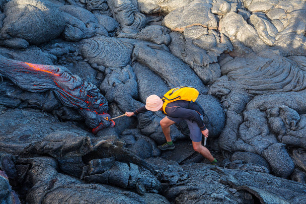 Lava ροή στο μεγάλο νησί, Χαβάη - Φωτογραφία, εικόνα
