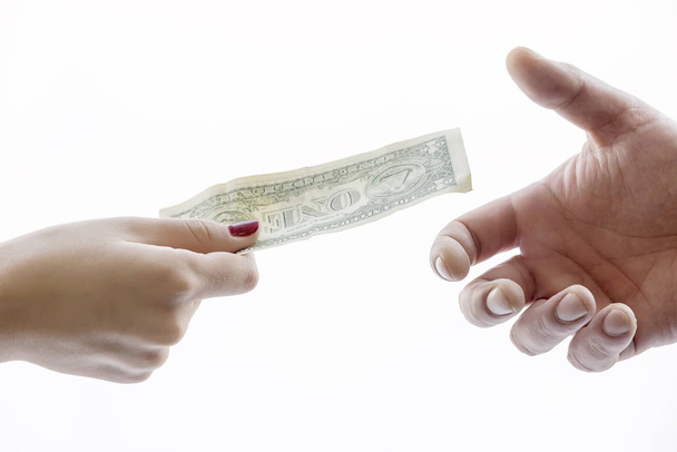 one dollar in hand - Foto, Bild