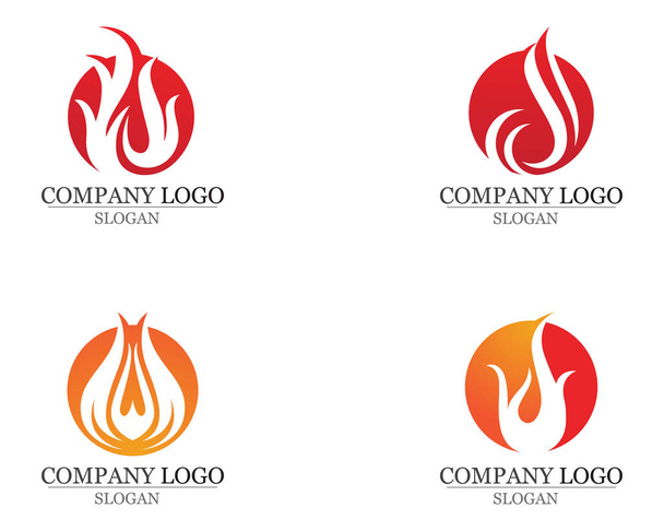 Ogień Płomień Logo szablon wektor ikona ropy gazu i energii - Wektor, obraz