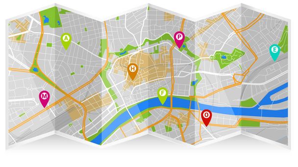 Dijital sanat harita şehir - Vektör, Görsel