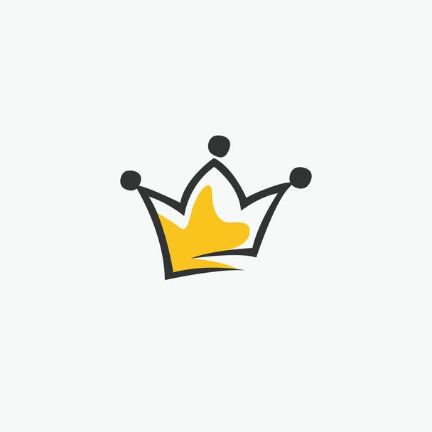 Elemento gráfico modernista dibujado a mano. corona real de oro. Aislado sobre fondo blanco. Ilustración vectorial. Logotipo, logotipo - Vector, Imagen