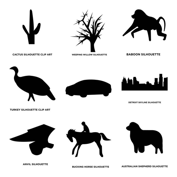 Sada 9 jednoduchých upravitelné ikony jako australský ovčák, vzpínajícího se koně, kovadlina - Vektor, obrázek
