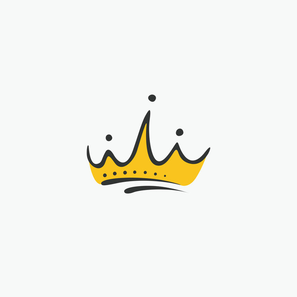 Graphic modernist element drawn by hand. royal crown of gold. Isolated on white background. Vector illustration. Logotype, logo - Vector, Image