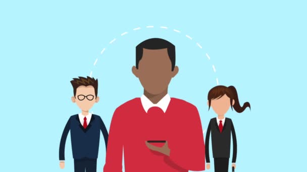 Üzleti csoportmunka smartphone Hd animáció segítségével - Felvétel, videó