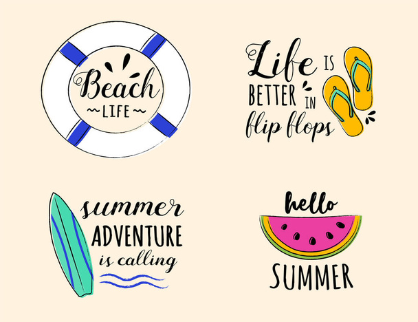 Summer holiday - set of colourful typography. Vector. - Vector, Imagen