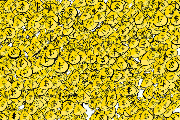 Διακοσμητικά χέρι συρμένο χρήματα ικετεύει, χαρτονομίσματα & κέρμα εικονογράφηση - Διάνυσμα, εικόνα