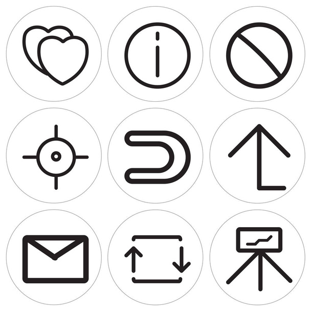 Conjunto de 9 iconos editables simples tales como presentación, exportación, sobre
 - Vector, Imagen