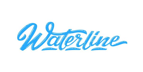 Waterline text for logotype, badge and icon. Vector illustration for design t-shirts, banners, labels, clothes, apparel, extreme sports competition. Vector illustration of handwritten lettering.  - Vector, Image