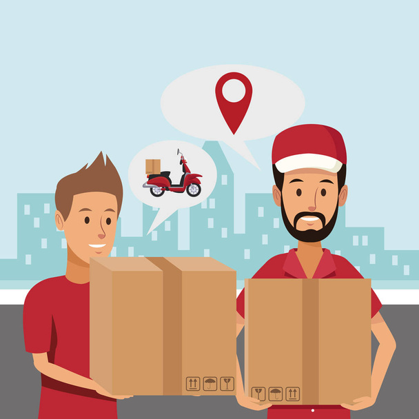 Delivery service at city - Vector, Image