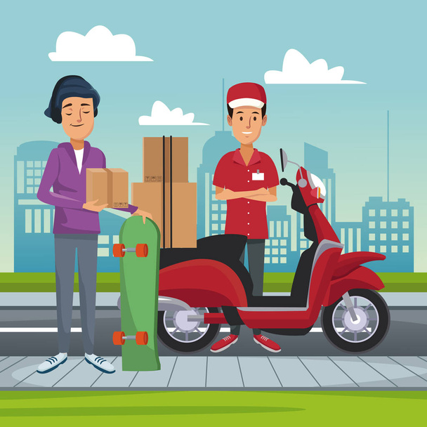 Delivery service at city - Vector, Image