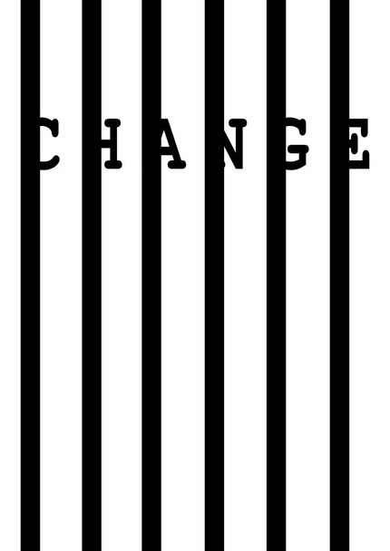 El cambio de escritura, escrito con letras negras detrás de una serie de barras verticales negras - Vector
 - Vector, imagen