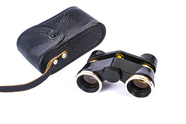 Opera binoculars with case isolated on white - Photo, Image