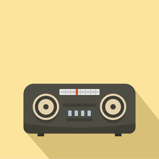 Vintage fm radio icon, flat style - Vektor, Bild