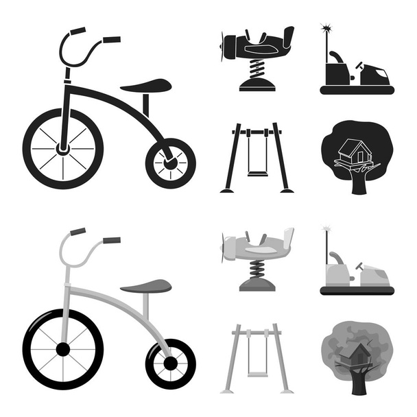 Airplane on a spring, swings and other equipment. Playground set collection icons in black,monochrom style vector symbol stock illustration web. - Vektor, obrázek