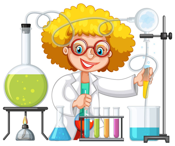 A Student in Science Lab Class - Vector, Image