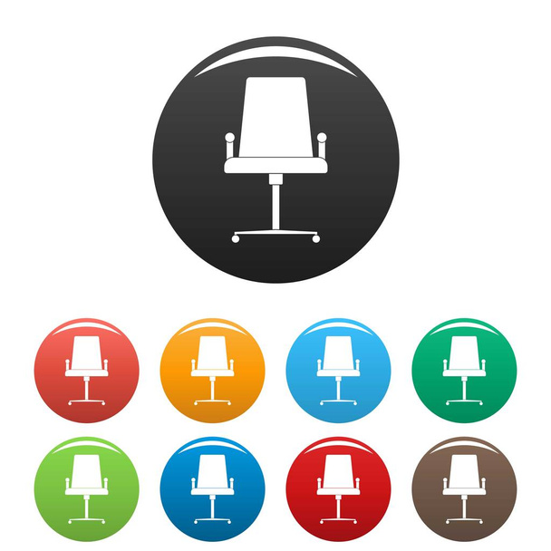 School chair icons set color vector - Vector, Image