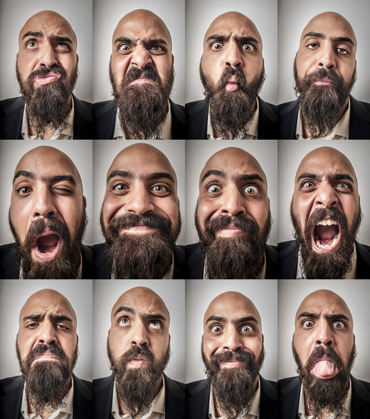 conjunto de expressões homem barbudo
 - Foto, Imagem