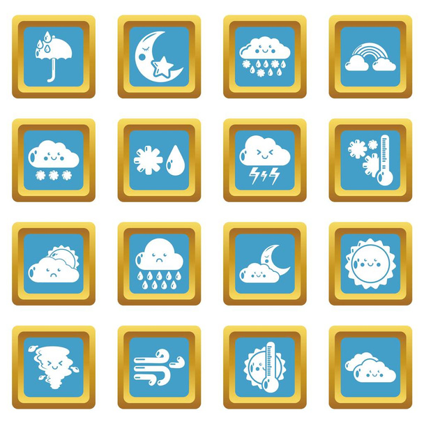 Conjunto de ícones de aquecedor vetor quadrado de safira
 - Vetor, Imagem