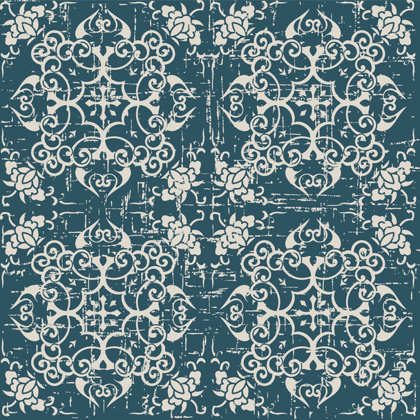 Worn out antique seamless background spiral cross frame flower - Διάνυσμα, εικόνα