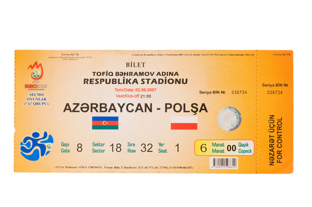 Football ticket isolated on the white - Photo, Image