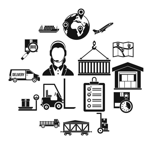 Logistic icons set, simple style - Vector, Image