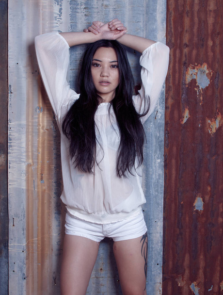 Beautiful stylish Asian model fashion shoot - Фото, зображення