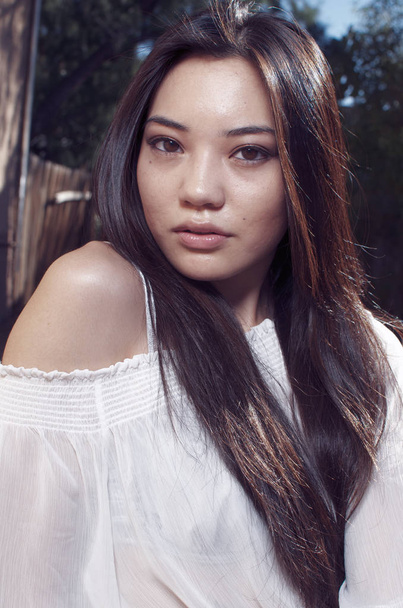 Beautiful young Asian Model with long gorgeous hair - 写真・画像