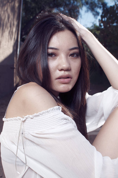 Beautiful stylish Asian model fashion shoot - Photo, image
