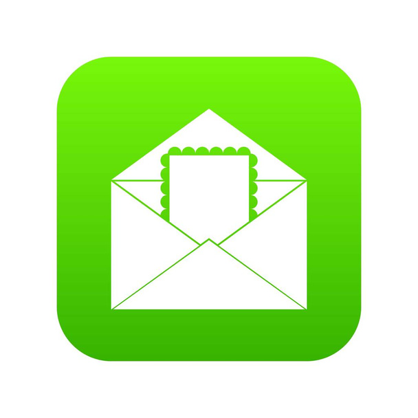 Envelope with card icon digital green - Vector, Image