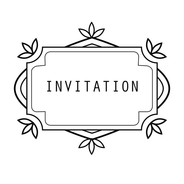 Vintage grayscale frame in a lineart style for invitation - Vector, Imagen