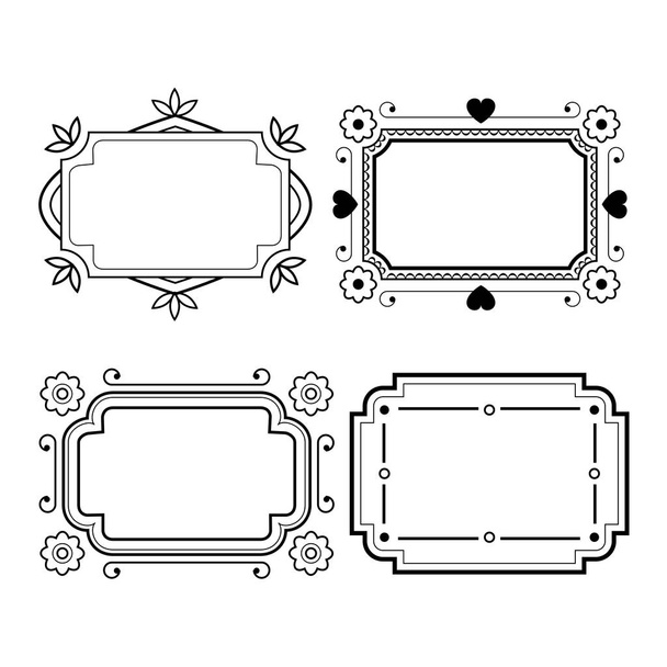 Набір вінтажної сірої рамки в стилі лінійки
 - Вектор, зображення