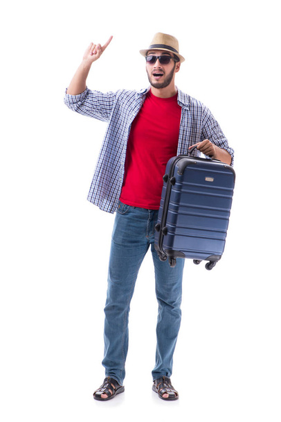 Fiatalember készen áll a nyári utazás elszigetelt fehér - Fotó, kép