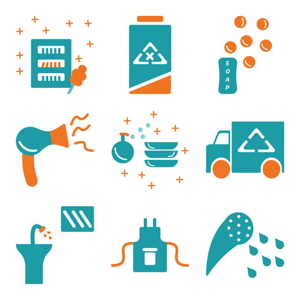 Set Of 9 simple editable icons such as Shower, Uniform, Sink - Vector, Image