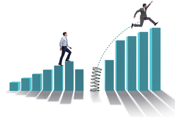 Business people jumping over bar charts - Photo, Image