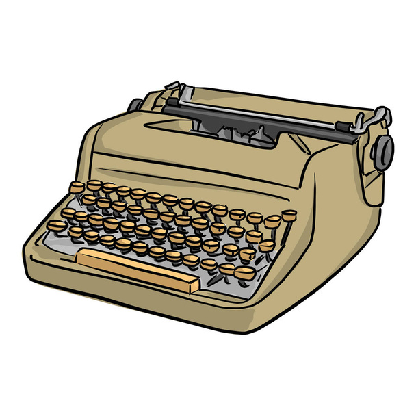 Retro typemachine vector illustratie schets doodle hand getekend met zwarte lijnen geïsoleerd op witte achtergrond - Vector, afbeelding