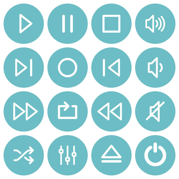 Set of flat media player buttons - Vector, Image