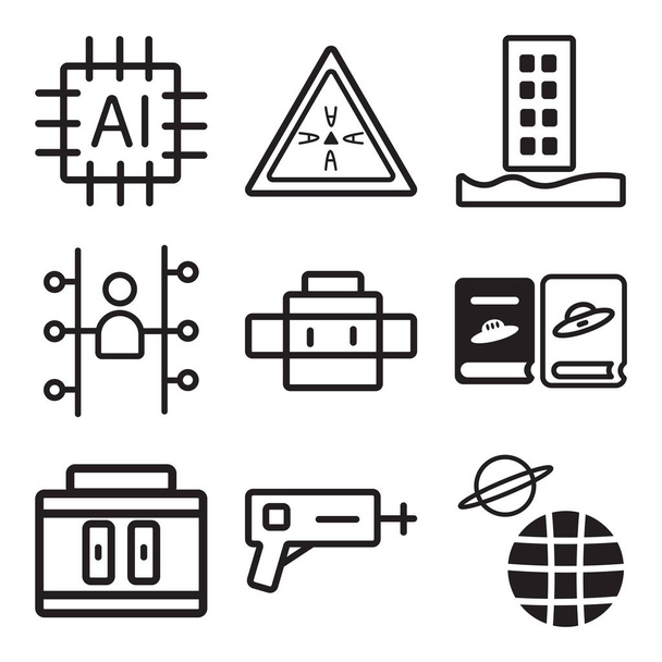 Conjunto de 9 ícones editáveis simples, como Planeta Terra, Blaster, Amostras
 - Vetor, Imagem