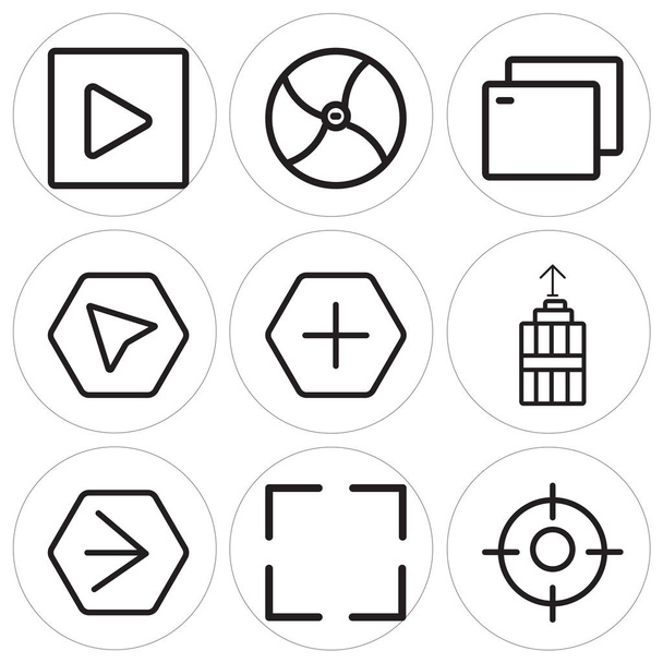 Set Of 9 simple editable icons such as Focus, Diagonal, Youtube - Vector, Image