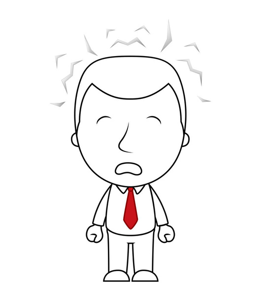 Businessman ligne dessin animé visage expression en colère
 - Vecteur, image