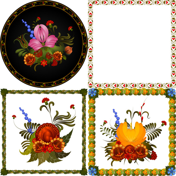 Set of images of decorative floral frame - Vector, imagen