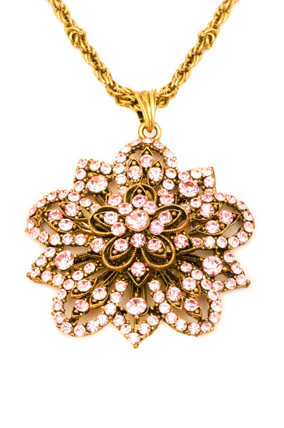 Golden necklace isolated on the white - Φωτογραφία, εικόνα